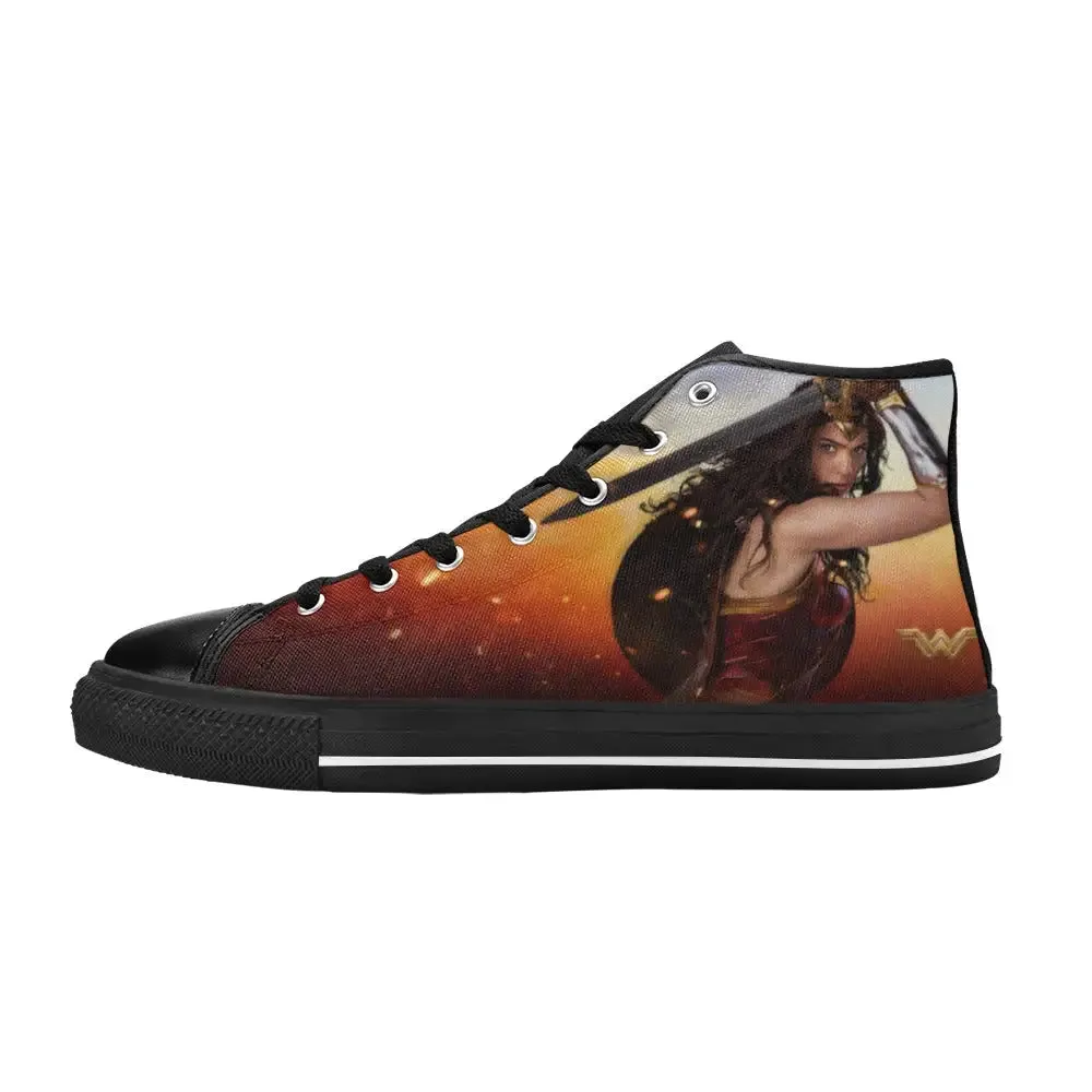 Superhero Wonder Woman Shoes High Top Sneakers for Kids and Adults