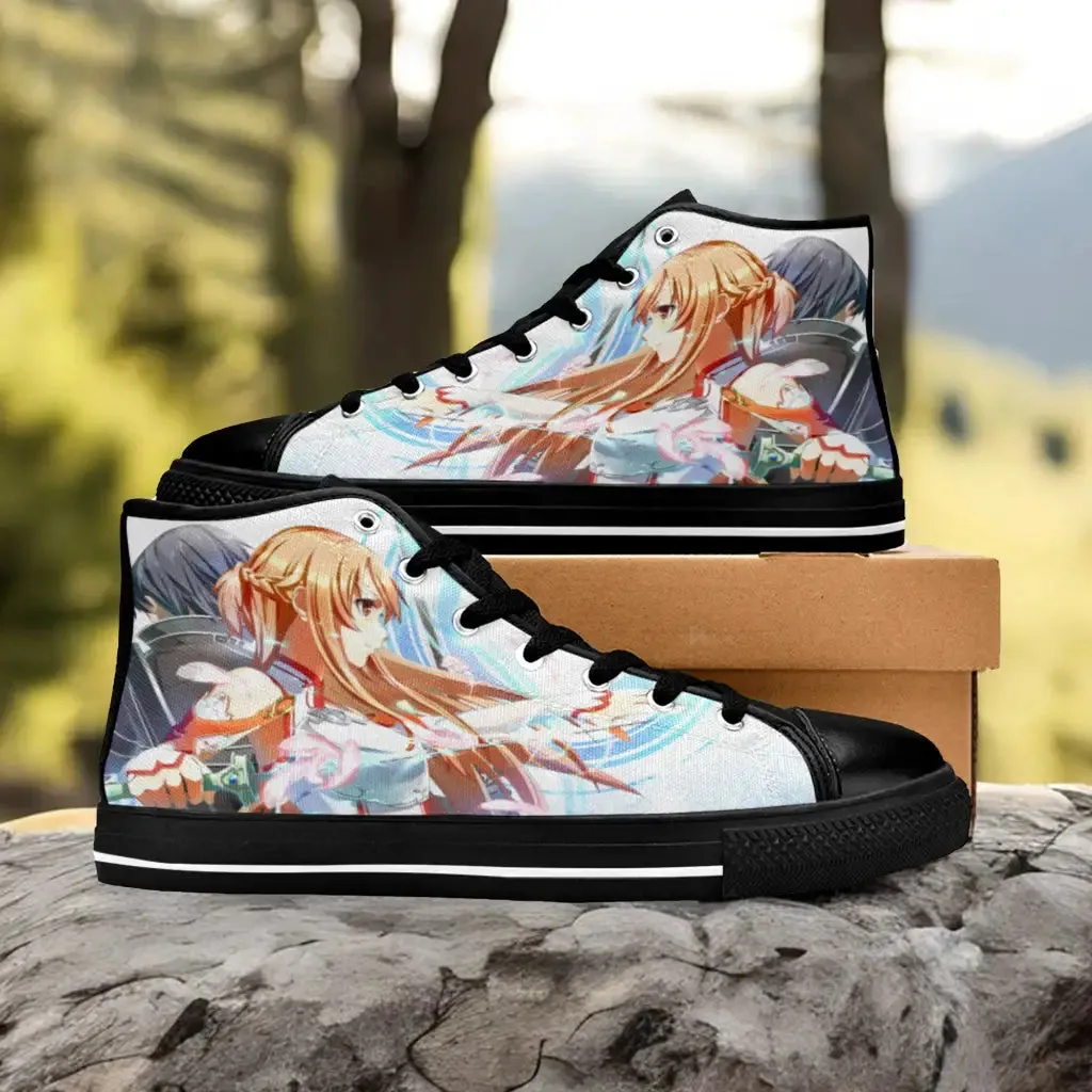 Sword Art Online Kirito Asuna Shoes High Top Sneakers for Kids and Adults