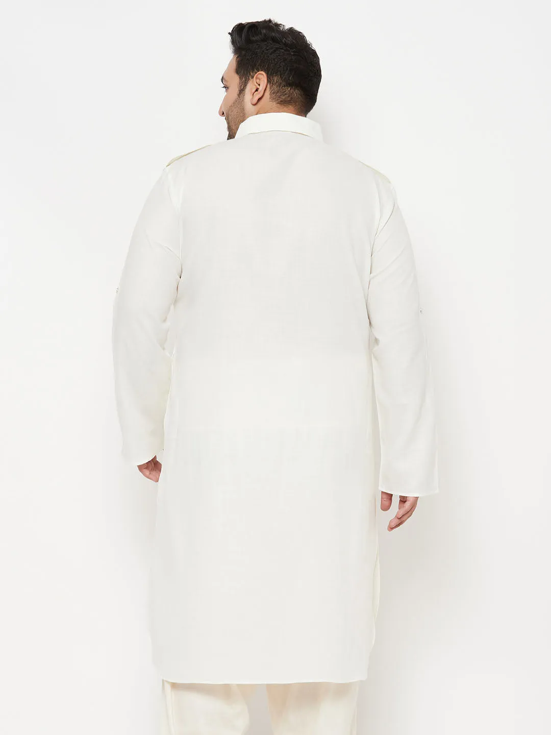 Vastramay Cream Cotton Pathani Kurta