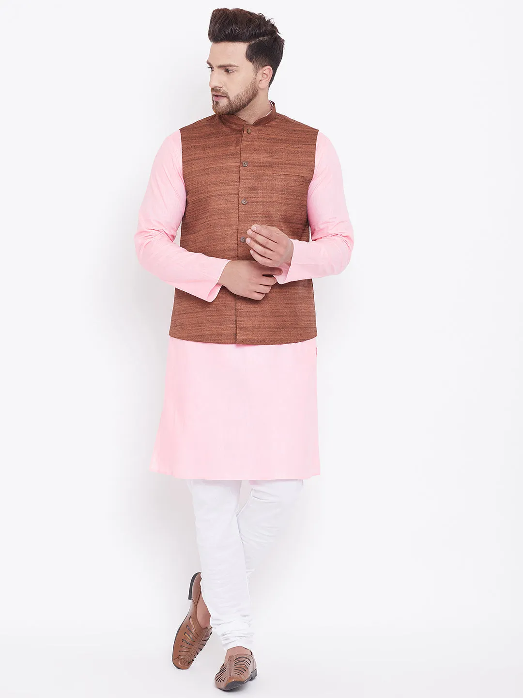 VASTRAMAY Men's Coffee Brown Kurta Set