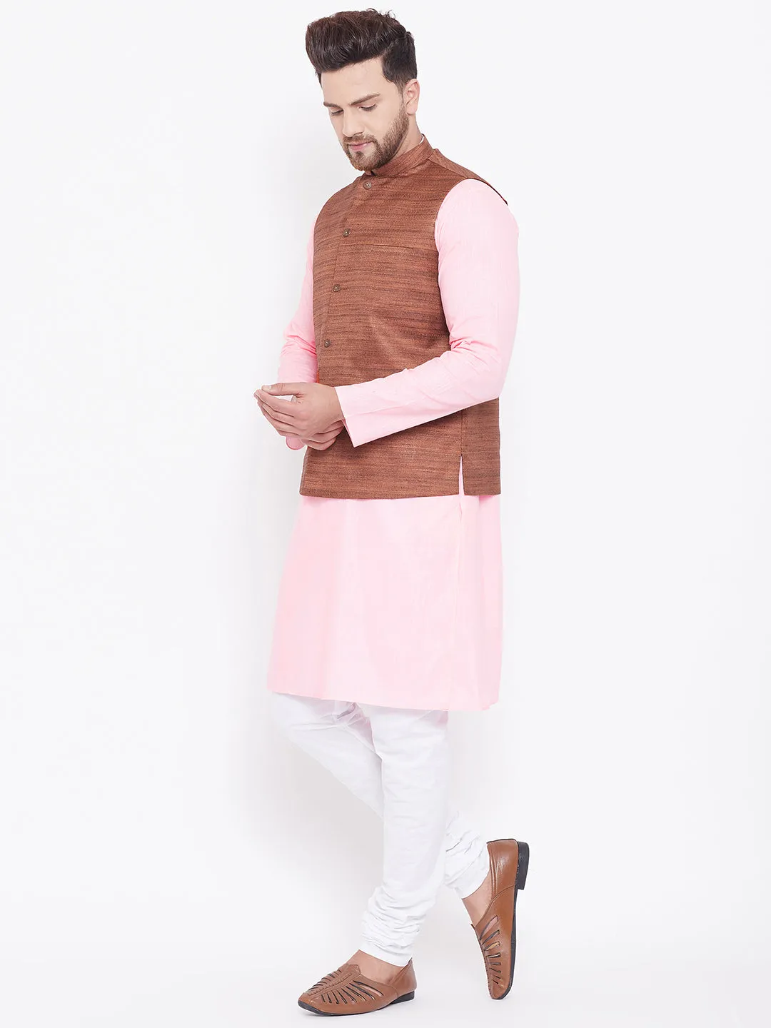 VASTRAMAY Men's Coffee Brown Kurta Set