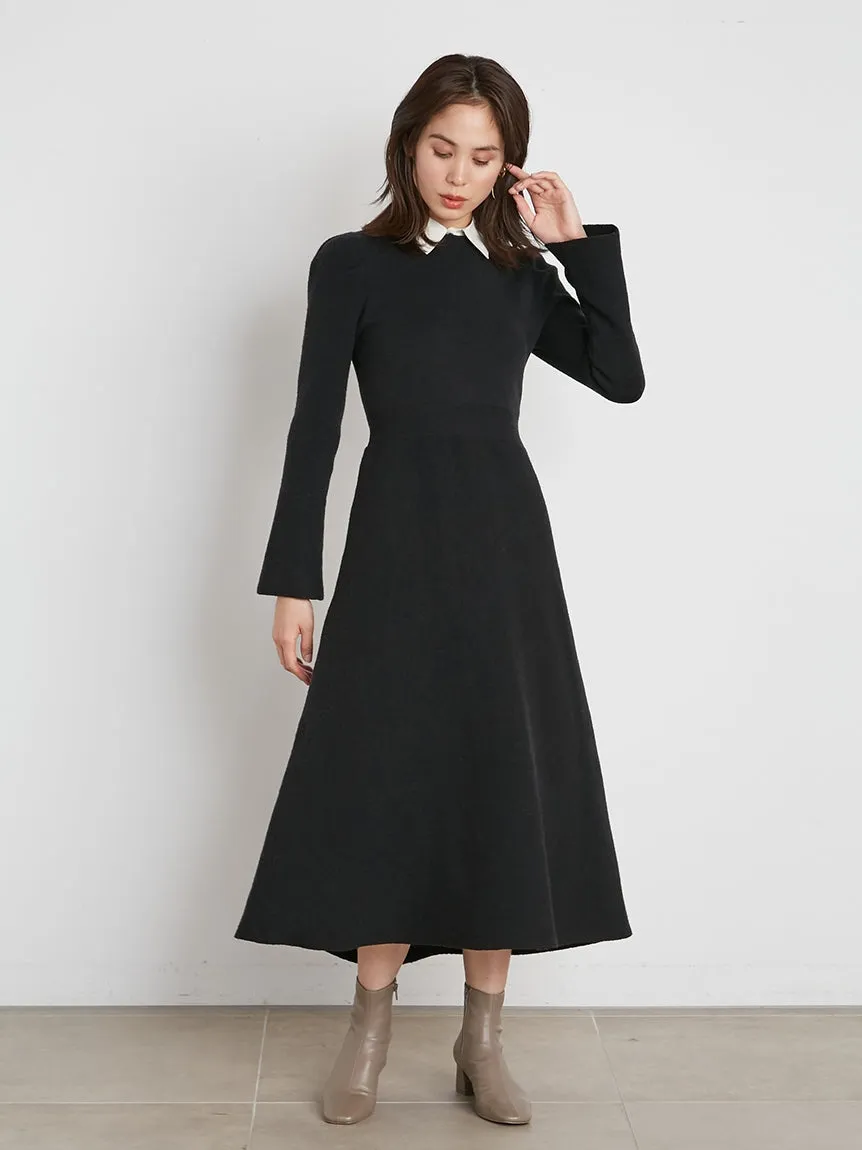 white collar knit dress