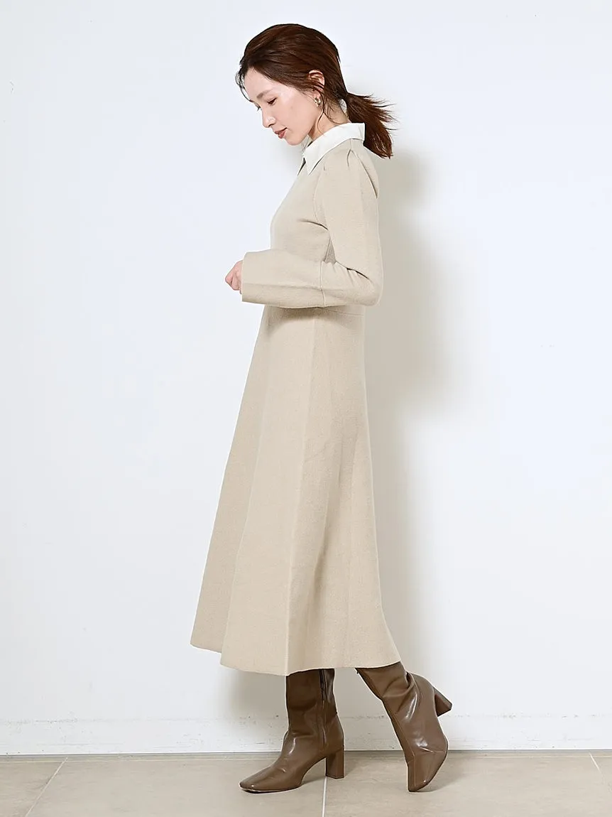 white collar knit dress