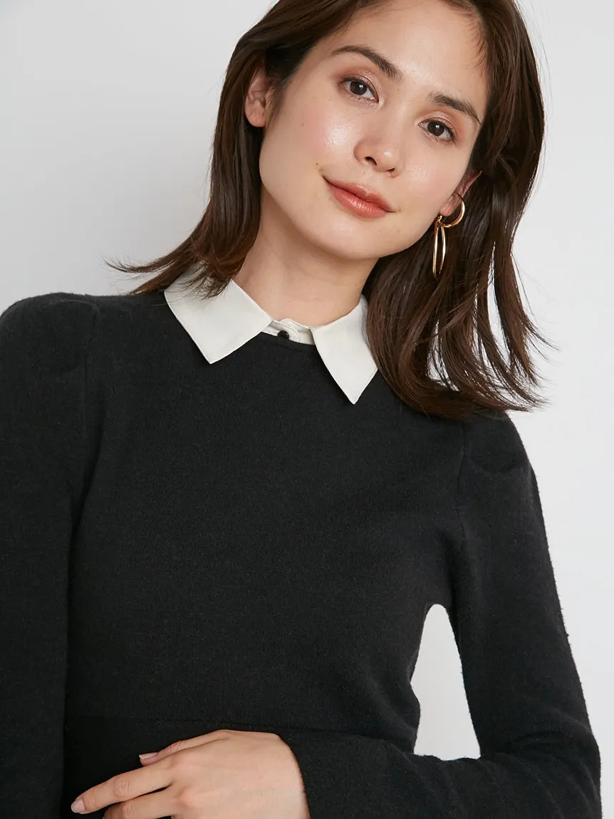 white collar knit dress