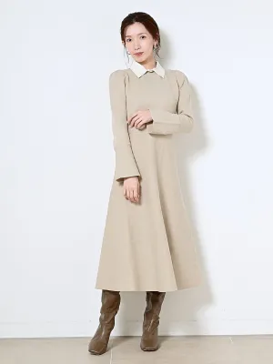 white collar knit dress