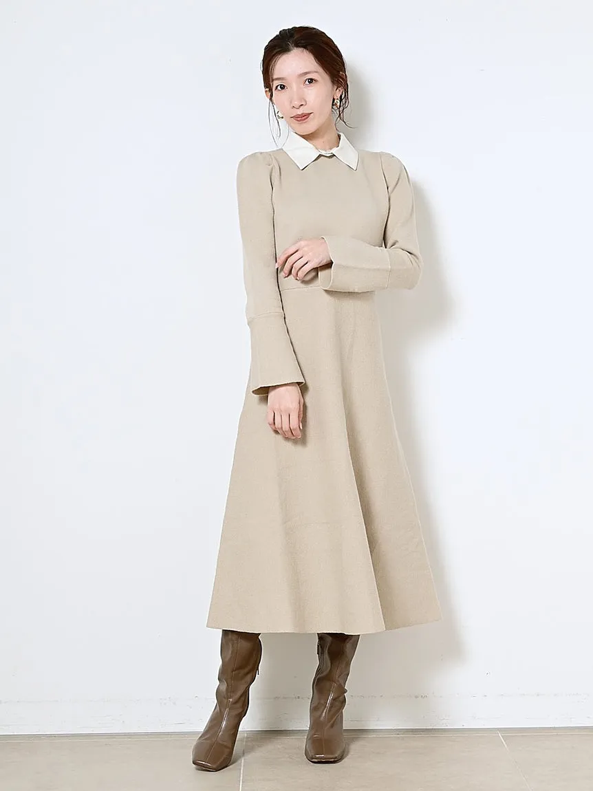 white collar knit dress