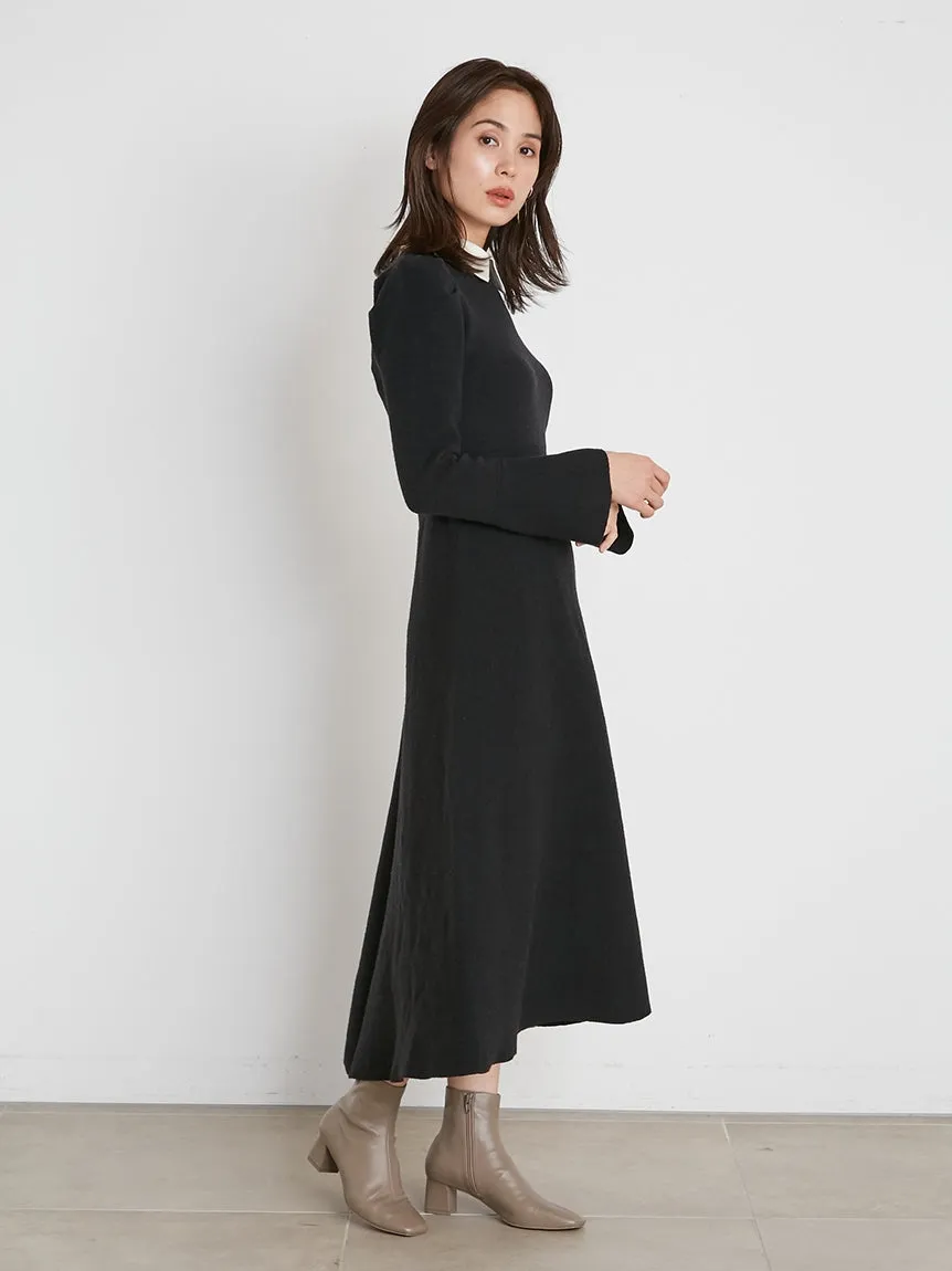 white collar knit dress
